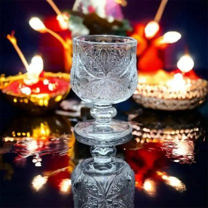 Diamond Carved Crystal Goblet – 6pcs High Foot Glass for Bar & Restaurant