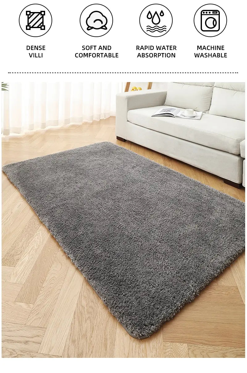 Modern Minimalist Solid Color Floor Mat, Square Long Plush, Thickened Absorbent Carpet, Bathroom Door Mat, Non Slip Mat - BeeTrendyShop.COM
