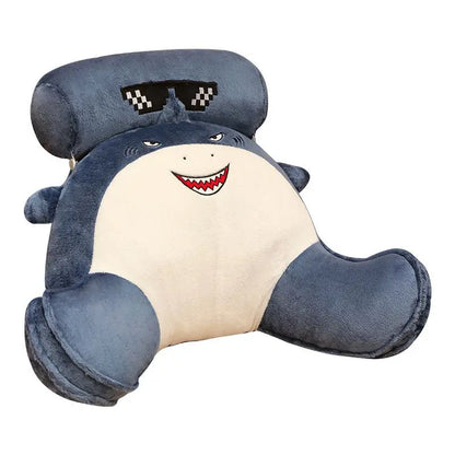 Cute Shark Plush Backrest Cushion – Soft Removable Reading & Lumbar Pillow for Sofa & Bed | 60x45 & 80x55cm