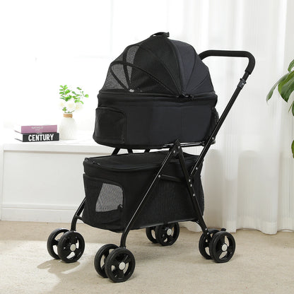 4-Wheel Pet Jogger - All-Terrain Stroller with Storage Basket - BeeTrendyShop.COM