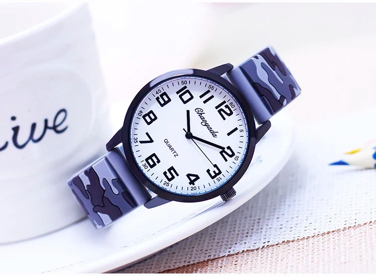 man high school students fashion personality super cool military camouflage watches men's boys big digital dial wrist watches - BeeTrendyShop.COM
