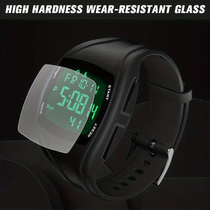 Men's Outdoor Digital Watch – LED Backlight, 5D Pedometer, Countdown, Stopwatch, Waterproof