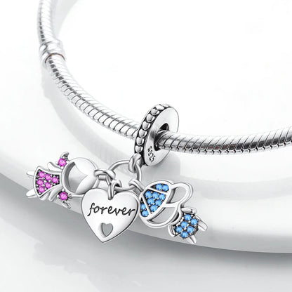 925 Sterling Silver Tree of Life & Peach Heart Charm Bead – Sweet Love DIY Jewelry