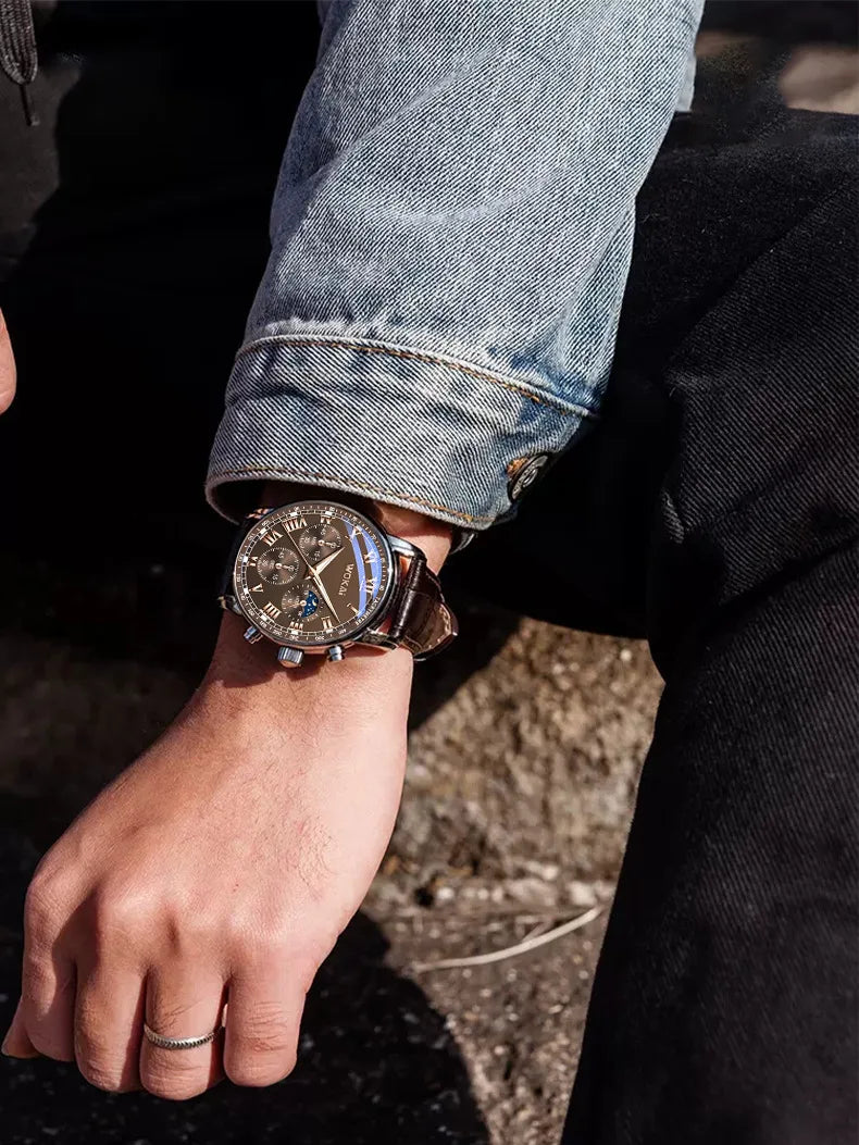 Watch Men Brown Watches Fashion Casual Business Leather Band Quartz Wristwatches Reloj Hombre Montre Sport Homme Relogio - BeeTrendyShop.COM