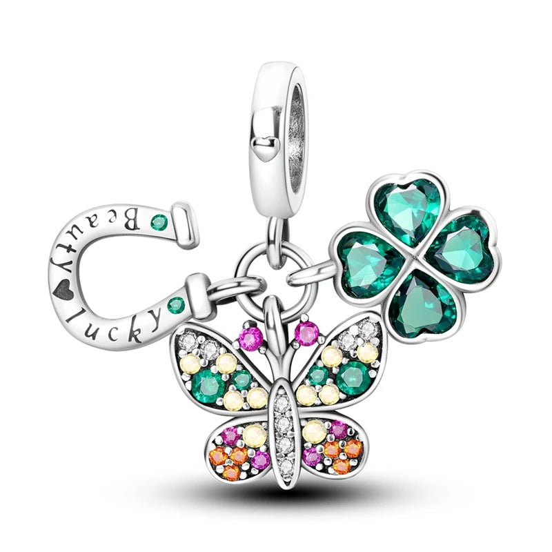 925 Silver Plating Colorful Butterfly Insect Animal Charms Beads Sparkling Zircon Fit Qikaola 925 Original Bracelets DIY Jewelry