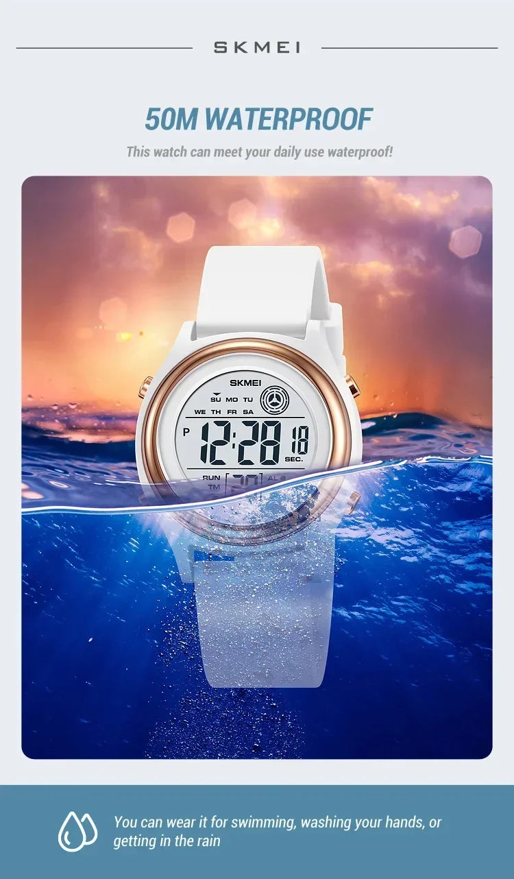 SKMEI 2094 Luxury Watch for Women Stopwatch Lady Waterproof Shockproof LED Display Countdown Ladies Digital Wristwatches Clock - BeeTrendyShop.COM