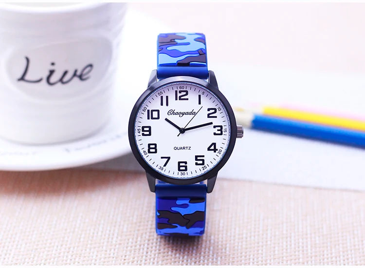 man high school students fashion personality super cool military camouflage watches men's boys big digital dial wrist watches - BeeTrendyShop.COM