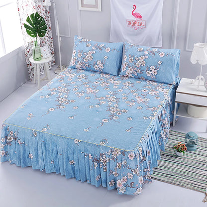 Flower Bedspread Non-Slip Bed Sheet Set – Soft Home Bedding Cover for King & Queen Size (1.5M/1.8M/2M)