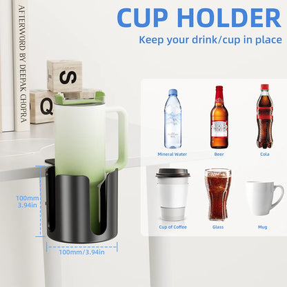 Desk Cup Holder – No-Drill ABS Drinkware Holder for Wooden Surfaces