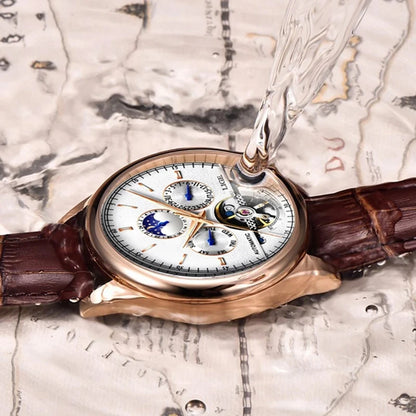 LIGE Tourbillon Automatic Mechanical Watch – 50M Waterproof, Date & Week Display