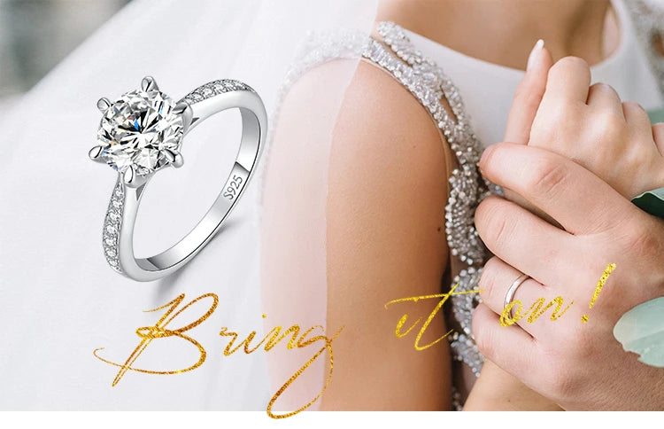 JewelryPalace Moissanite D Color 1ct 1.5ct 2ct 3ct Round S925 Sterling Silver Wedding Engagement Ring for Women