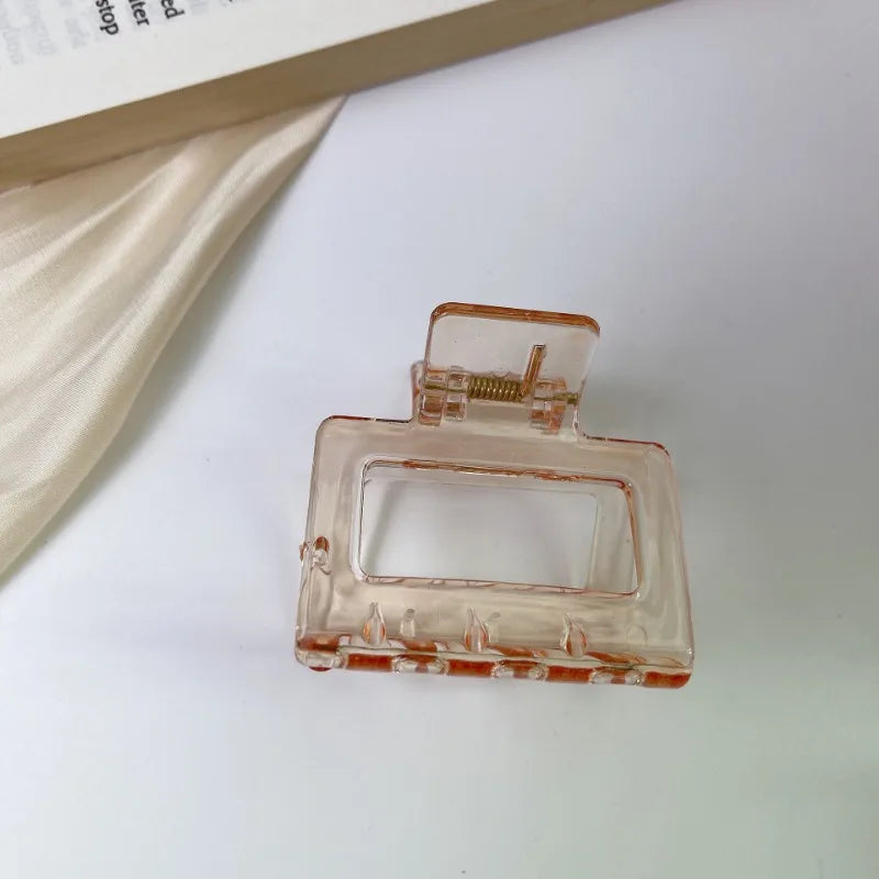 Small Square Acrylic Hair Claw Clip – Colorful Elegant Barrette for Women & Girls