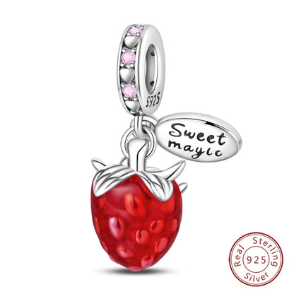 925 Sterling Silver Red Wine, Chili & Dumbbell Charm Bead – Fun DIY Jewelry