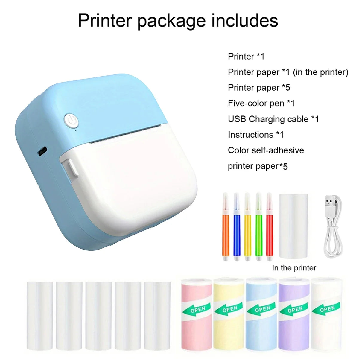Mini Printer, Portable Thermal Photo Printer
