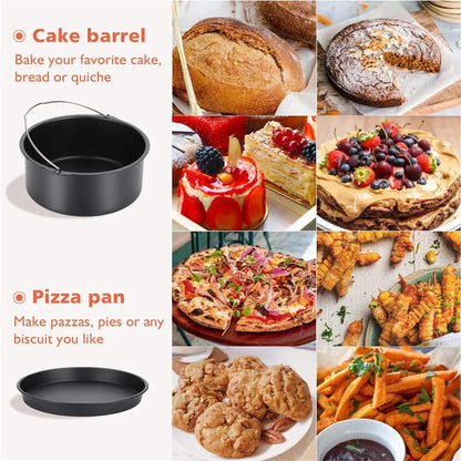 Non-Stick Round Cake Baking Pan with Handles – 6/7/8 Inch Air Fryer & Oven Safe