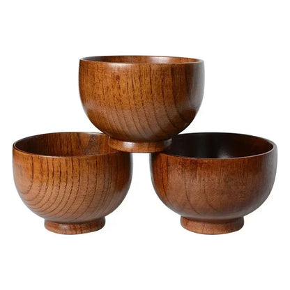 Japanese Jujube Wood Round Soup Bowl – Large Creative Children's Rice & Tableware Bowl
