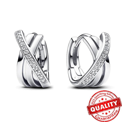 925 Sterling Silver Sparkling Hoop Earrings – Moon Pearl Heart Crystal Jewelry for Women