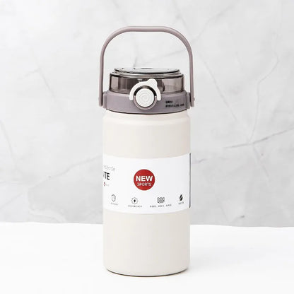 1L Stainless Steel Thermal Bottle with Straw – Vacuum Flask Hot & Cold Fitness Tumbler