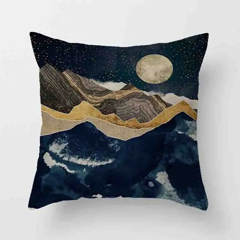 Japanese Geometric Peak Linen Cushion Cover – Encrypted Woven Throw Pillow Case for Sofa & Home