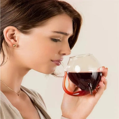 Clear Wine Glass Cup with Straw – Cocktail Beer Drinks Bar Gift