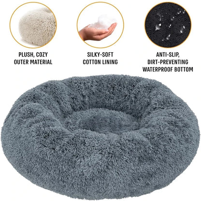 40-90cm Round Plush Pet Bed - Winter Warm Dog & Cat Bed for Medium-Large Pets - BeeTrendyShop.COM