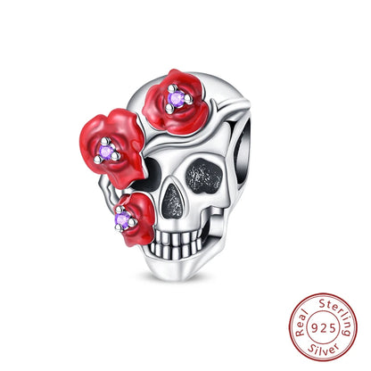 925 Sterling Silver Red Wine, Chili & Dumbbell Charm Bead – Fun DIY Jewelry