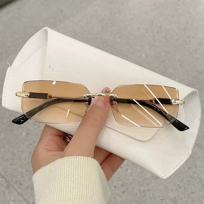 Retro Rimless Sunglasses – UV400 Frameless Designer Style for Men & Women