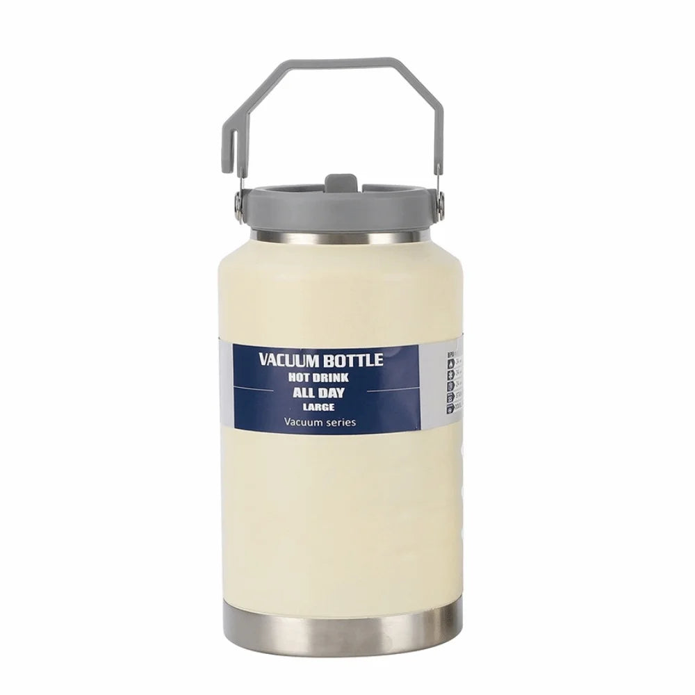 2L Stainless Steel Thermal Water Bottle with Handle – Leakproof Travel Mug