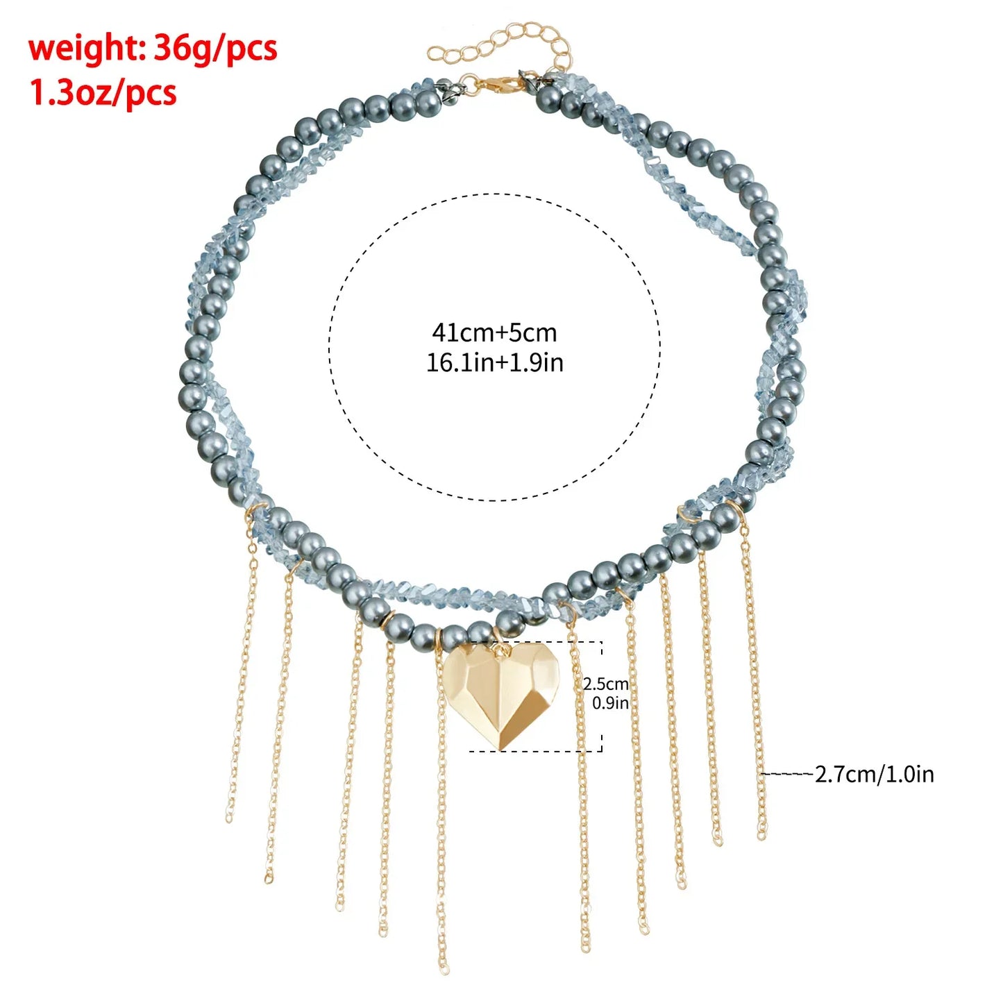 Layered Necklaces Heart Pendant Chain Jewellery Women Y2k Choker Glass Neck Collier Colar Feminino Cadenas Para Mujer for Girls