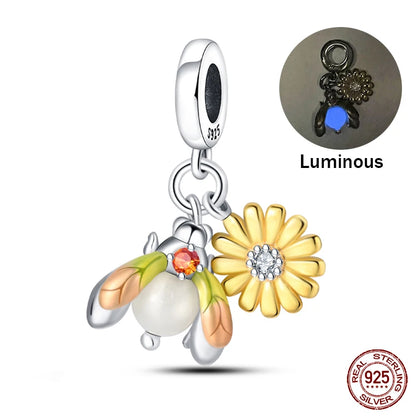 925 Sterling Silver Chameleon Luminous Butterfly Charm Bead – DIY Jewelry