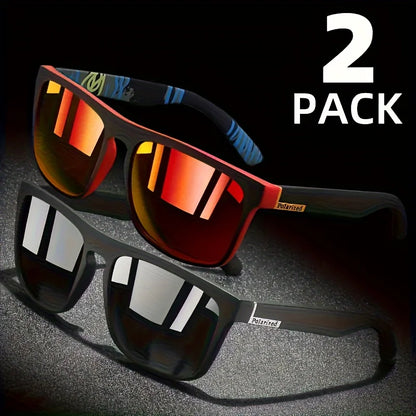 2-Pack Square Polarized Sunglasses – Anti-Glare UV400 for Travel & Driving