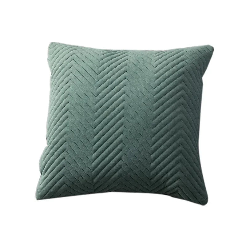 Velvet Plaid Cushion Cover 45x45cm – Embroidered Sofa & Bed Pillowcase