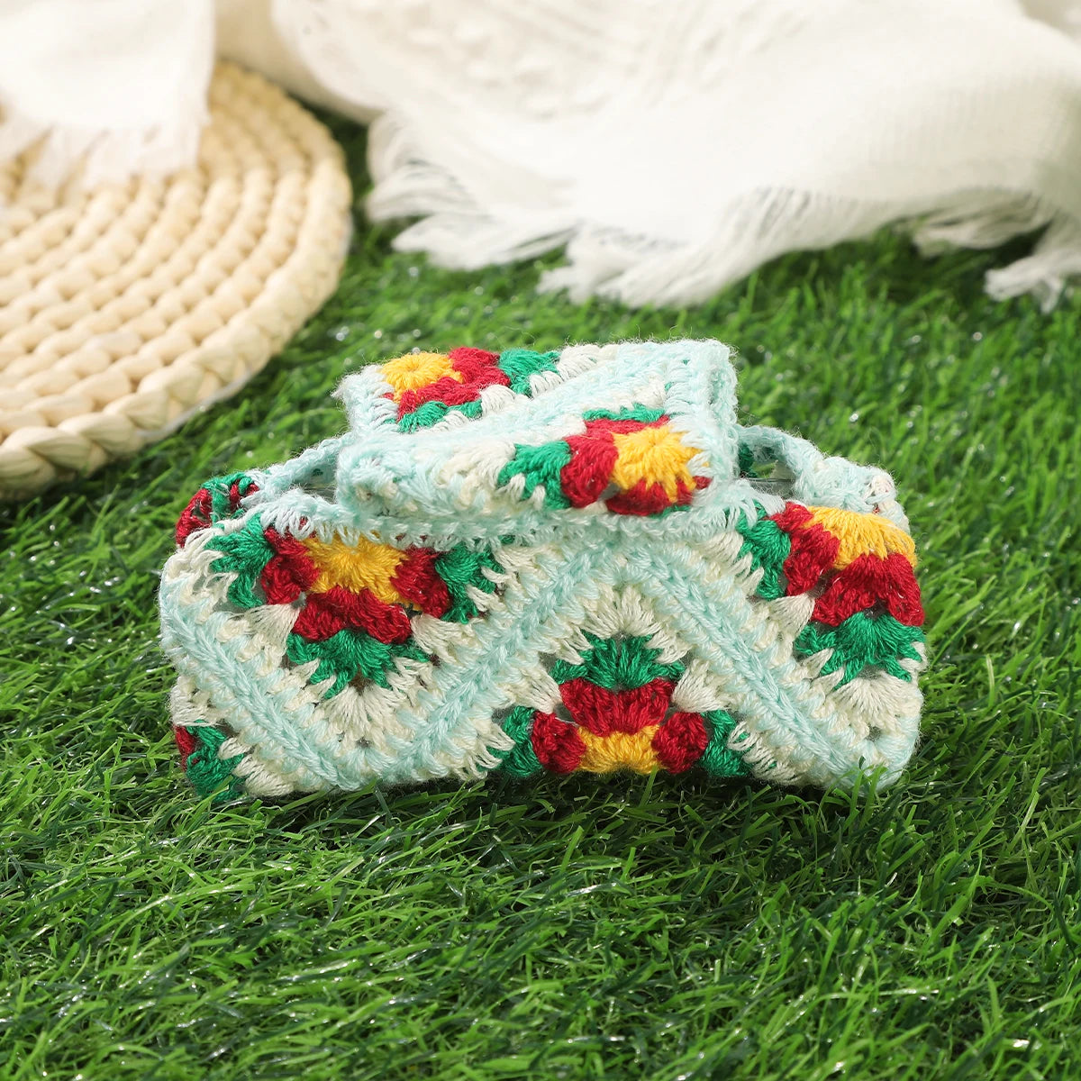 Knitting Hair Claw Girls Women Crochet Handmade Hairpin Fashion Floral Hairpin Crabs Girls Hawaii Bohemia Hair Accessories