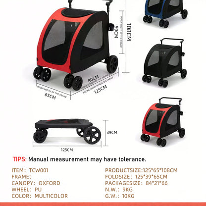 Medium and Large Dog Outing Stroller Pet Stroller Golden Hair Giant Dog Foldable Dog Assistance Car - BeeTrendyShop.COM