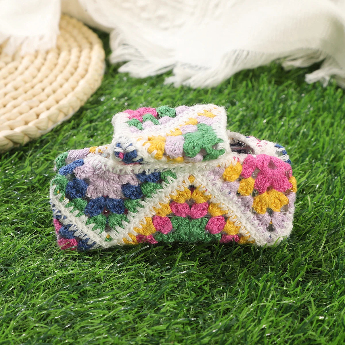 Knitting Hair Claw Girls Women Crochet Handmade Hairpin Fashion Floral Hairpin Crabs Girls Hawaii Bohemia Hair Accessories