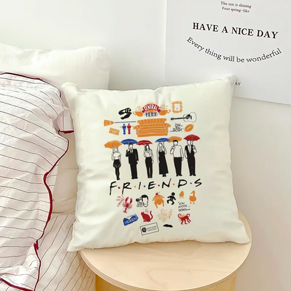 Classic Friends TV Show Cushion Cover – Sofa & Bedroom Headboard Backrest Square Pillowcase