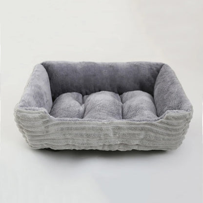 Plush Square Pet Bed - Calming Sofa Cushion for Cats & Small/Medium Dogs - BeeTrendyShop.COM