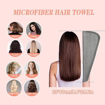 Solid Color Hair Towel Textured Dry Hair Cap 9.8 "X 25.5" Absorbent Hair Towel Wrap for Button-down Women - BeeTrendyShop.COM