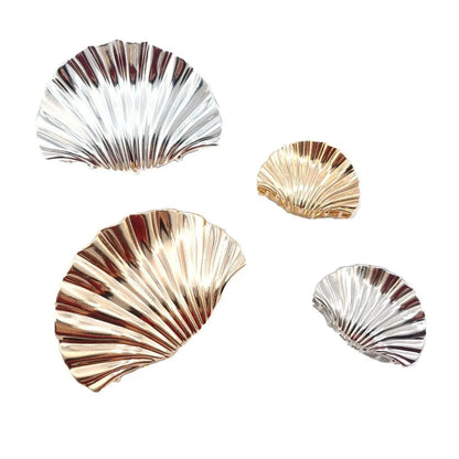 Metal Shell-Shape Hair Claw Clip – Irregular Texture Hairpin for Women & Girls