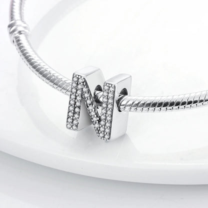925 Sterling Silver 26 Alphabet Letters Charm Bead – DIY Birthday Jewelry