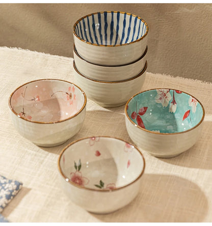 Japanese Style Round Ceramic Bowl – Household Tableware for Rice, Milk, Oats & Breakfast