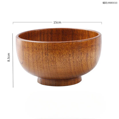 Japanese Solid Wood Ramen & Rice Noodle Bowl – Natural No-Splicing Kitchen Tableware