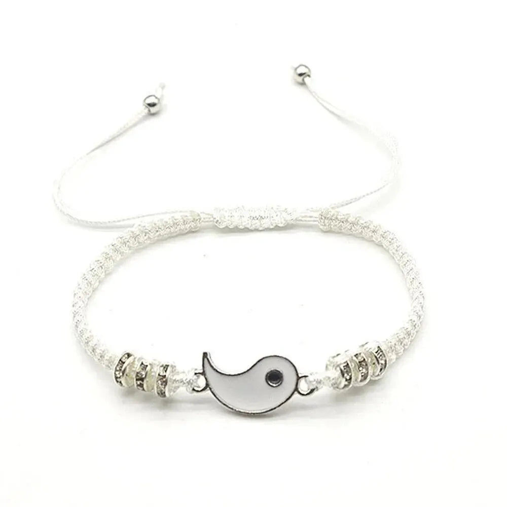 Couple Tai Chi Flip Bracelet Set – Black & White Adjustable Charm Bracelets (2 PCS)