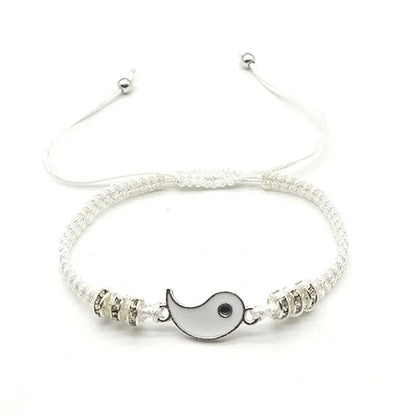 Couple Tai Chi Flip Bracelet Set – Black & White Adjustable Charm Bracelets (2 PCS)