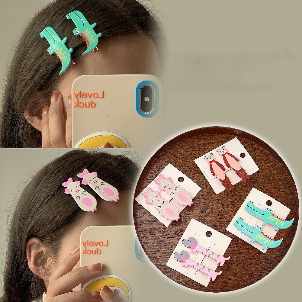 Kawaii Cartoon Hair Side Clips – Cute Claw Hairpin for Girls, Women & Kids (2Pcs)