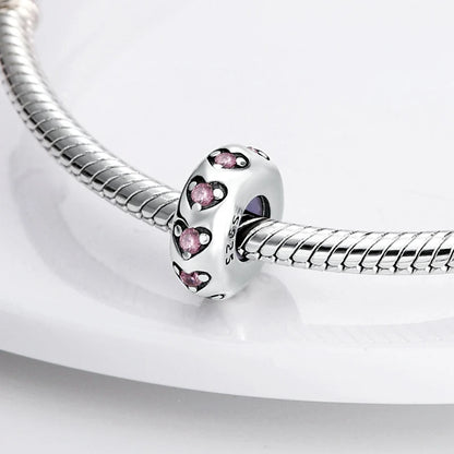 925 Sterling Silver Tree of Life & Peach Heart Charm Bead – Sweet Love DIY Jewelry