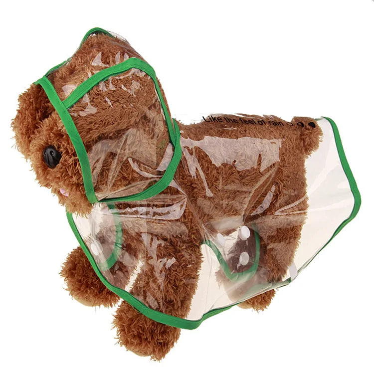Clear Plastic Dog Rain Poncho - Waterproof Cape with Color Edges