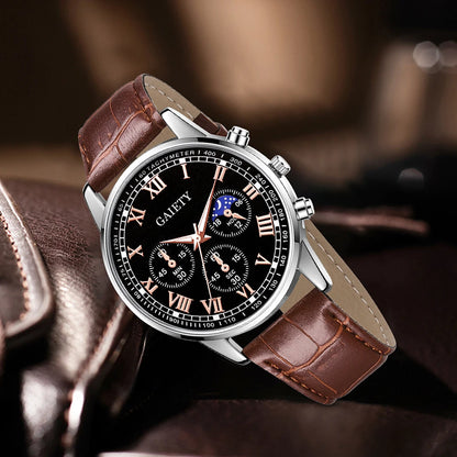 1PCS Fashion Men's Watch Set Business Versatile Retro Classic Quartz Watch Suitable for Daily Clothing Matching or Holiday Gifts - BeeTrendyShop.COM