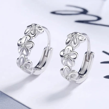 925 Sterling Silver Zircon Flower Stud Earrings – Cute Crystal Jewelry for Women