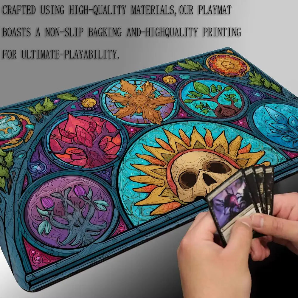 MTG Playmat – Mysterious Natural Elements Magic Card Gaming Mat with Zones | 60x35cm Desk Mat